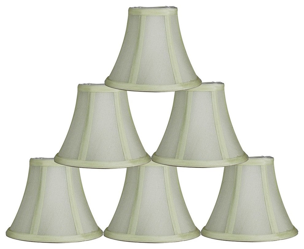 Silk Bell Chandelier Lamp Shade, 3x6x5", Eggshell, Set of 6