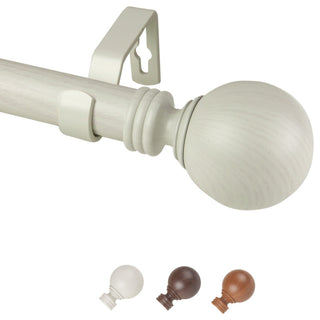 Lyndon 1" Diameter Curtain Rod, Pearl White, 66-120"