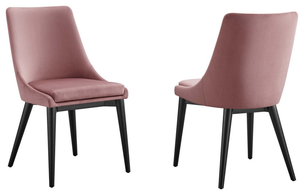 Viscount Accent Performance Velvet Dining Chairs, Set of 2, Dusty Rose