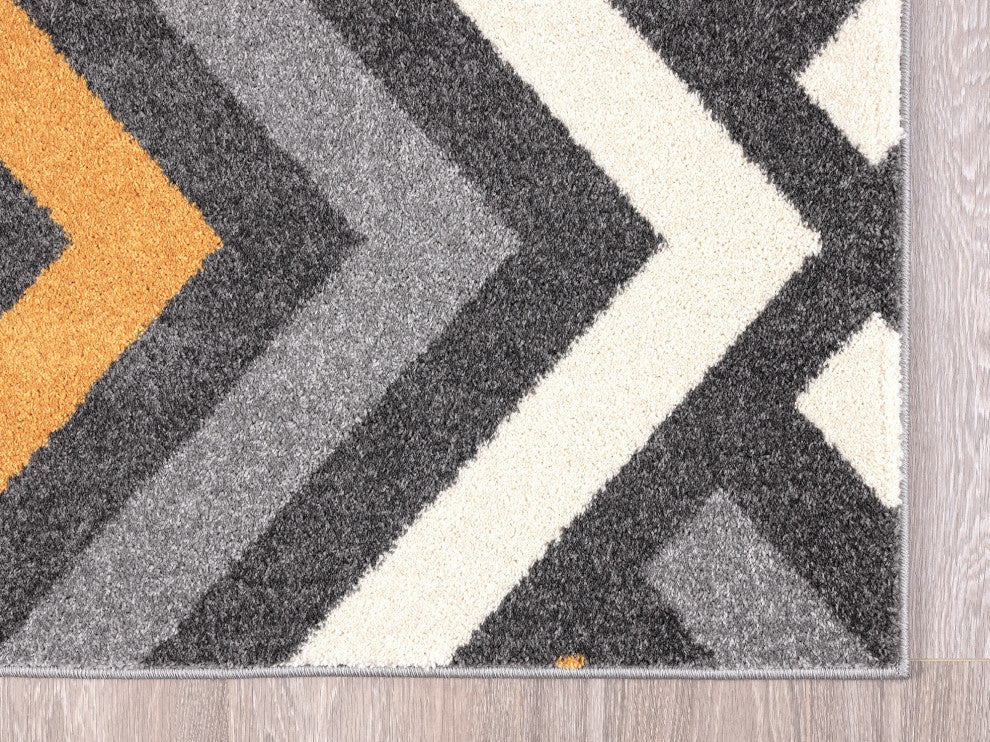 Abani Laguna LAG130A Grey and Yellow Geometric Chevron Area Rug