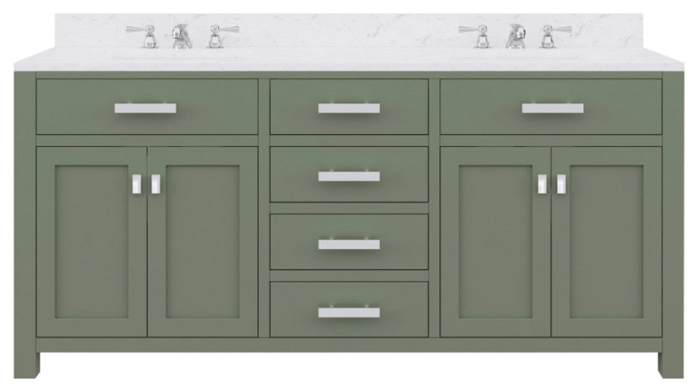 Madison 72 In. Carrara White Marble Countertop Vanity with Hook Facucet