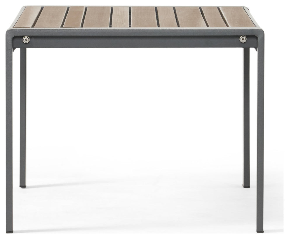 Trimble Outdoor Aluminum Coffee Table, Gray and Brown