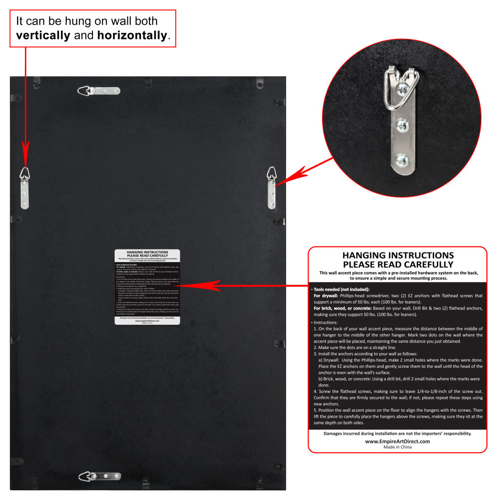 Contempo Stainless Steel Gold Wall Mirror, Brushed Black, 24"x36"