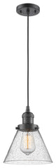 1-Light Large Cone 8" Pendant, Oil Rubbed Bronze, Glass: Seedy