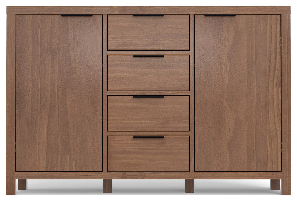 Hollander Solid Wood Sideboard Buffet, Medium Saddle Brown