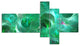 Green Fractal Glass Texture, Abstract Canvas Art Print, 60"x32", 5 panels