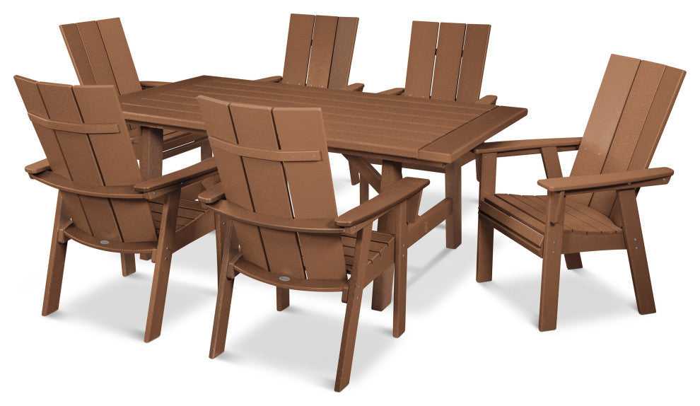 POLYWOOD Modern Adirondack 7-Piece Rustic Farmhouse Dining Set