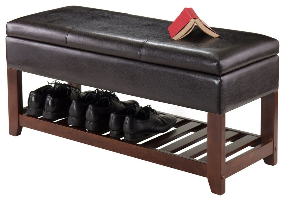 Monza Storage Chest Bench, Espresso & Walnut