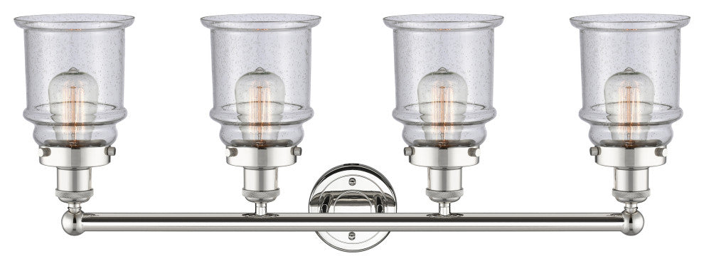 Canton 4-Light 33" Bath Vanity Light, Polished Nickel Finish, Seedy Shade