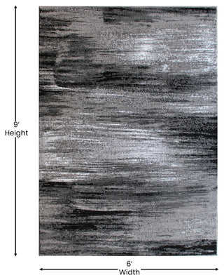 Rylan Collection Abstract Pattern Area Rug-Grey - 6' x 9'