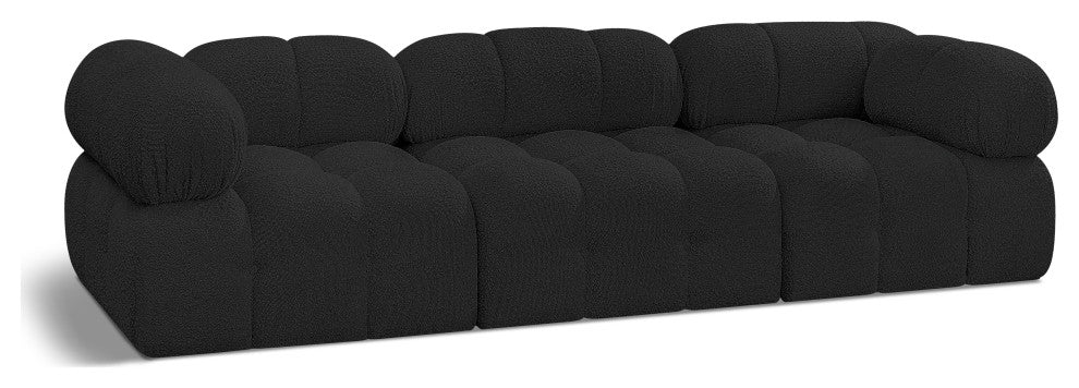 Ames Boucle Fabric Modular Sofa, Black, 3-Piece: 1 Armless Chair, 2 Corner Chair