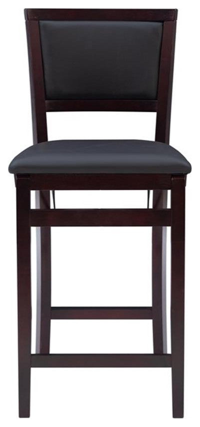 Pemberly Row Wood Bar Stool Chair in Merlot - Square Seat & Footrest & Backrest