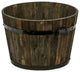 13" Wood Barrel Planter With Brown Oil