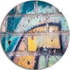 Old Brick Graffiti, Street Art Disc Metal Artwork, 23"