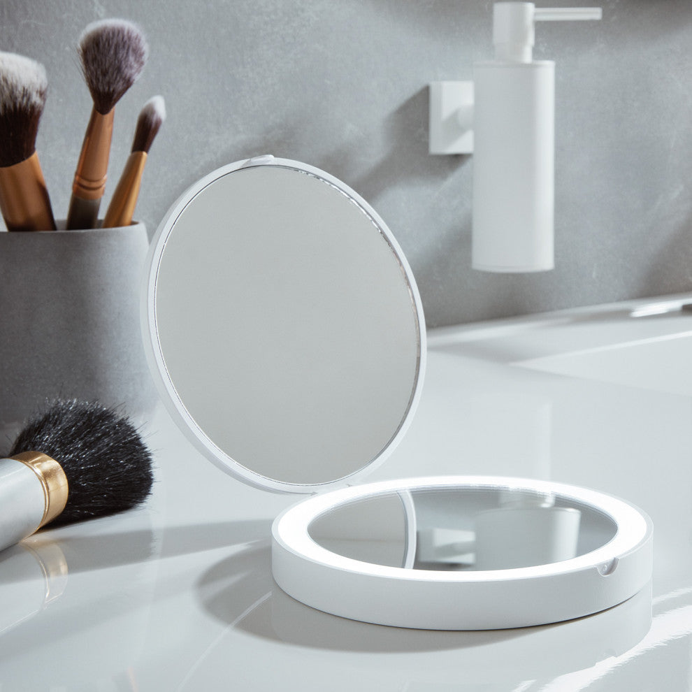 Fb627 LED Lighted Rechargeable Compact Mirror, White