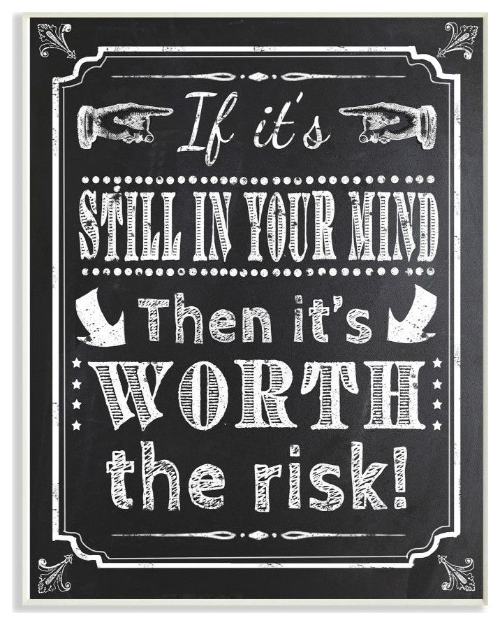 Risk Black and White Inspirational Word Chalk, 12"x18"