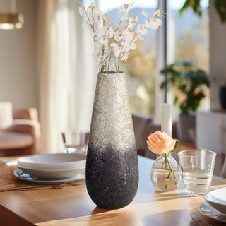 18" Crackled Vase, Gray Ombre