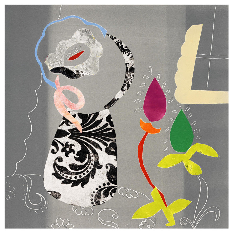 "Still Life with Damask Vase" Digital Paper Print by Joan Elan Davis, 32"x32"