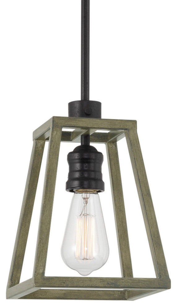 Kira Home Cartwright 10" Farmhouse Ceiling Pendant Light, Gray Oak Wood Style