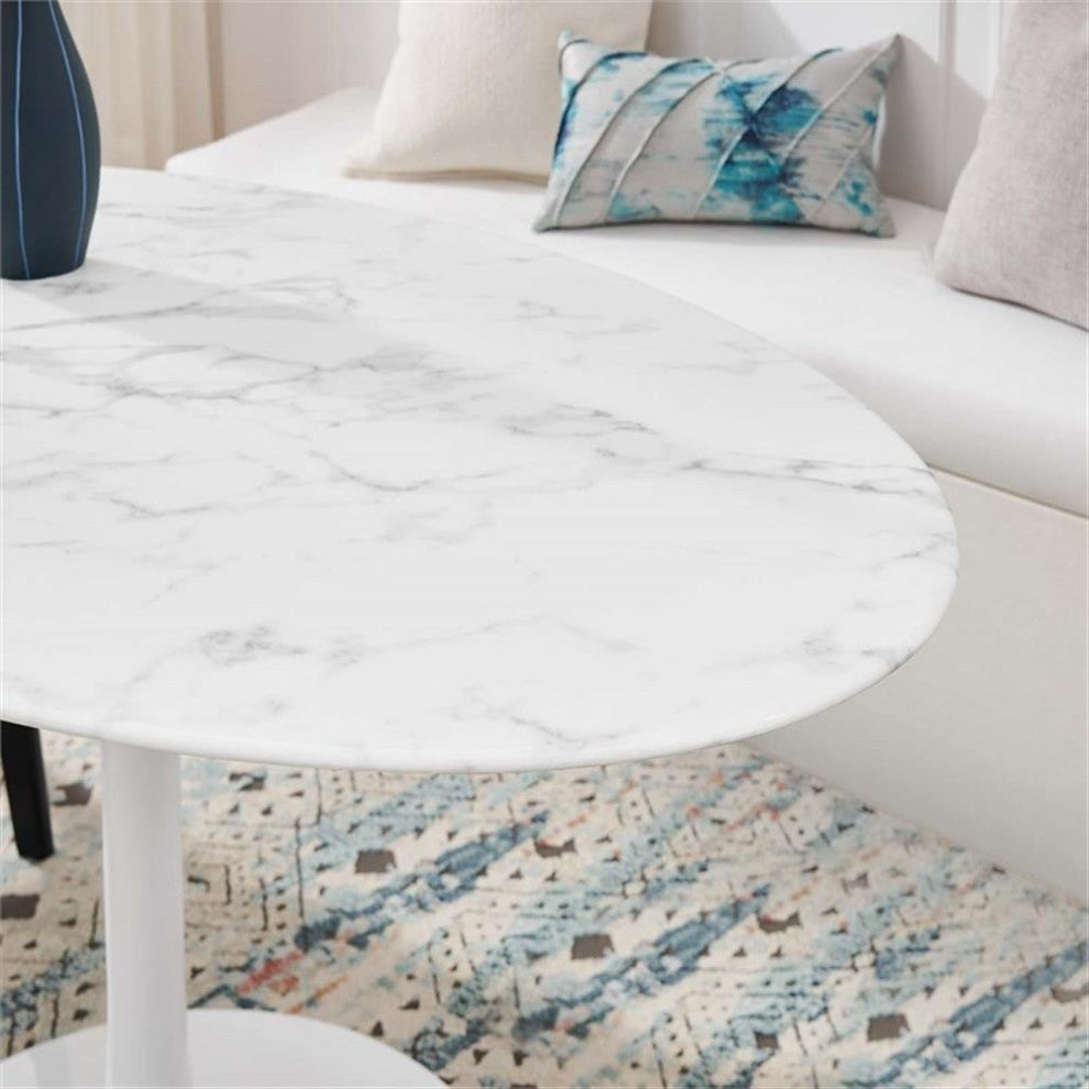 Modway Modway Lippa 54" Oval-Shaped Artificial Marble Dining Table, White