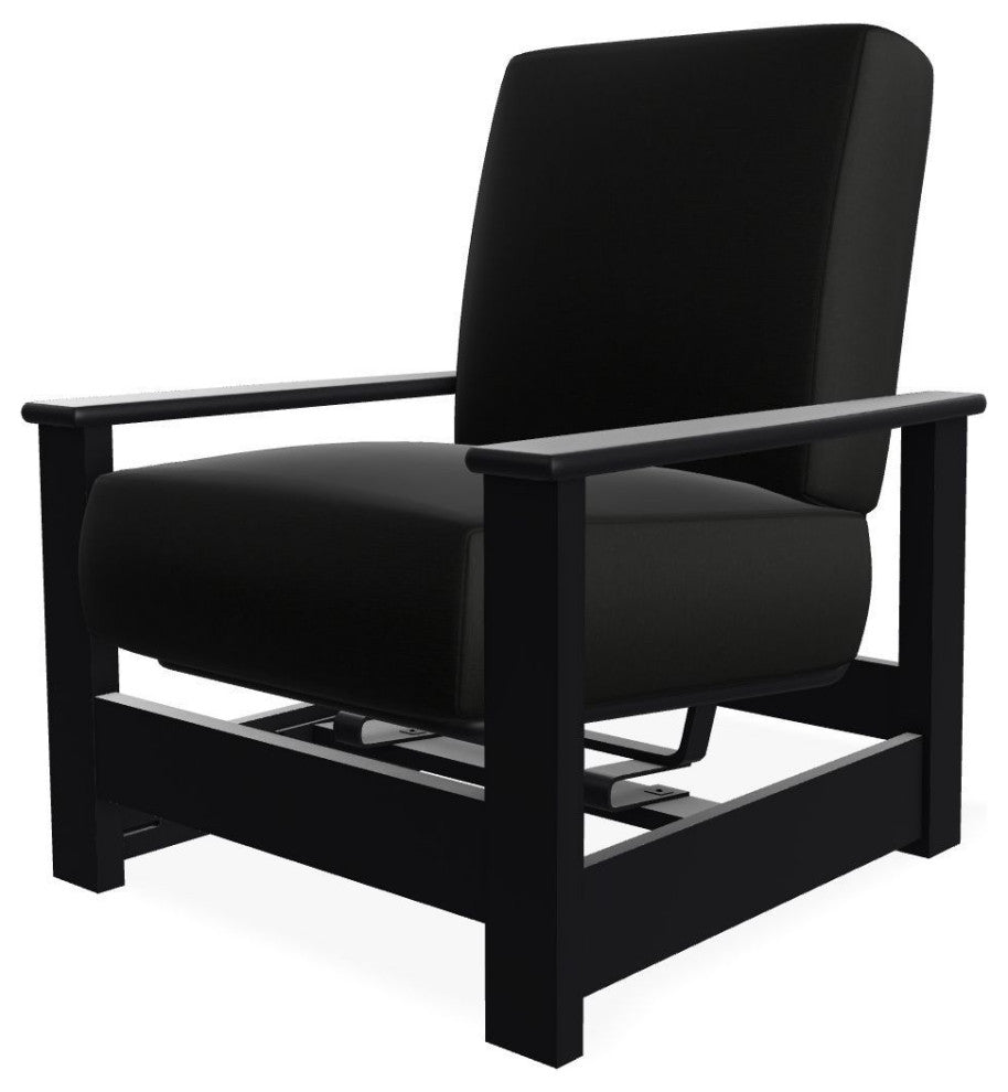 Leeward Deep Seat Outdoor Armchair with Hidden Motion, Black/Black