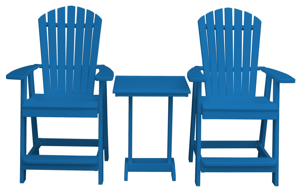 Poly Lumber Adirondack Chair with Arms, Blue, Counter Height