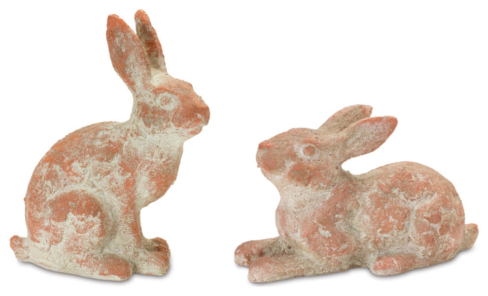 Distressed Garden Rabbit Statue, 2-Piece Set
