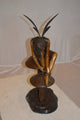 Fairy Sitting On Mushrooms Bronze Statue -  Size: 12"L x 9"W x 24"H.
