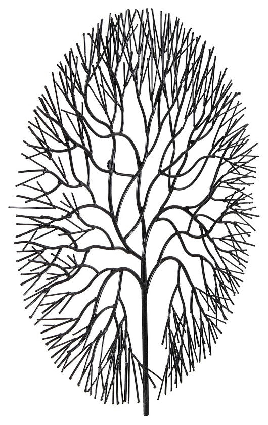 Wire Tree Wall Art, Circle, Metal, Black, Medium