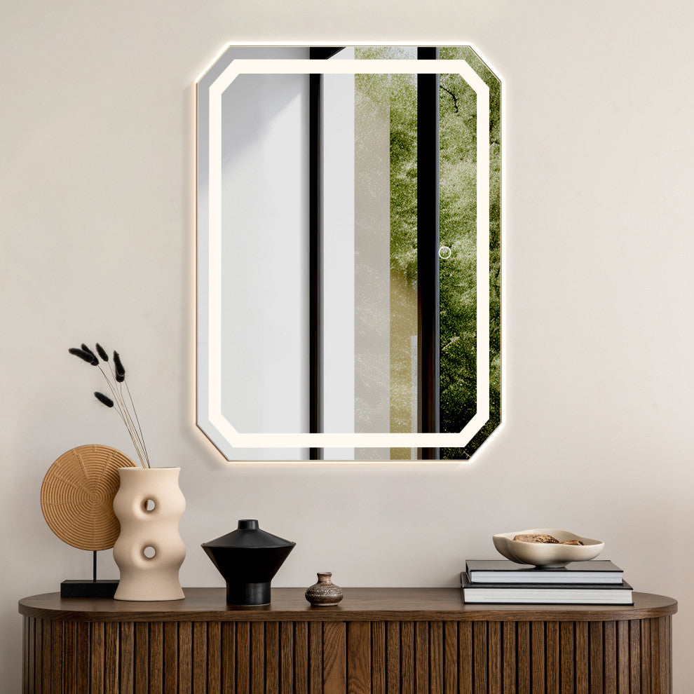Luma Octogan Frameless LED Bathroom Vanity Mirror, 36"