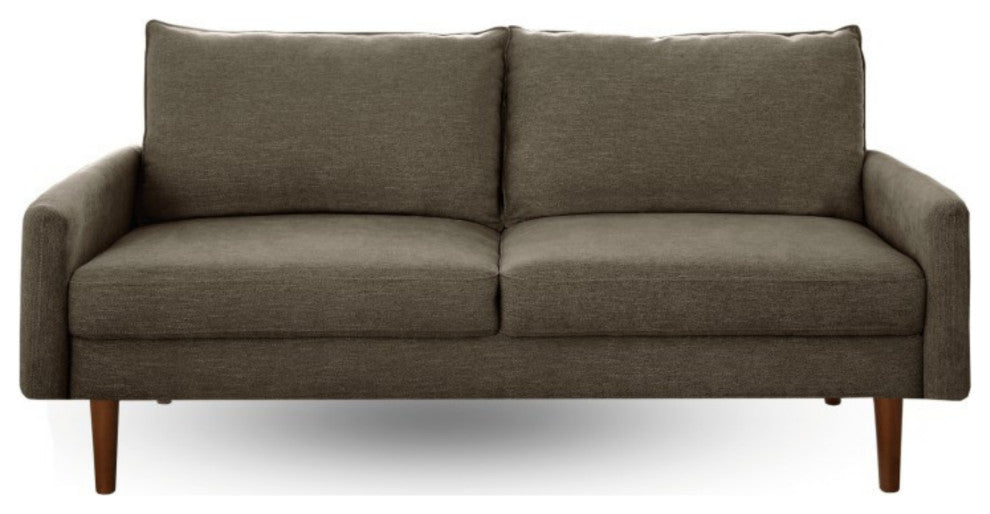 The Jasper II - Linen Round Arm Sofa, Khaki Brown