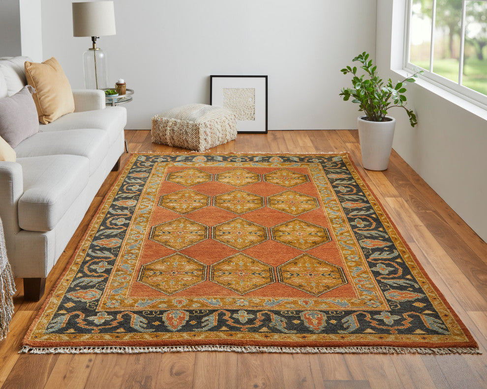 Weave & Wander Alden Rug, Rust/Charcoal, 9'6"x13'6"