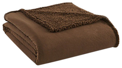 Micro Flannel Sherpa Blanket, Chocolate, King