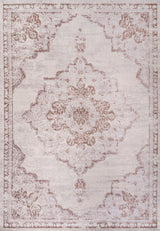 Alhambra Ornate Medallion Modern Runner Rug, Cream/Red, 5x8