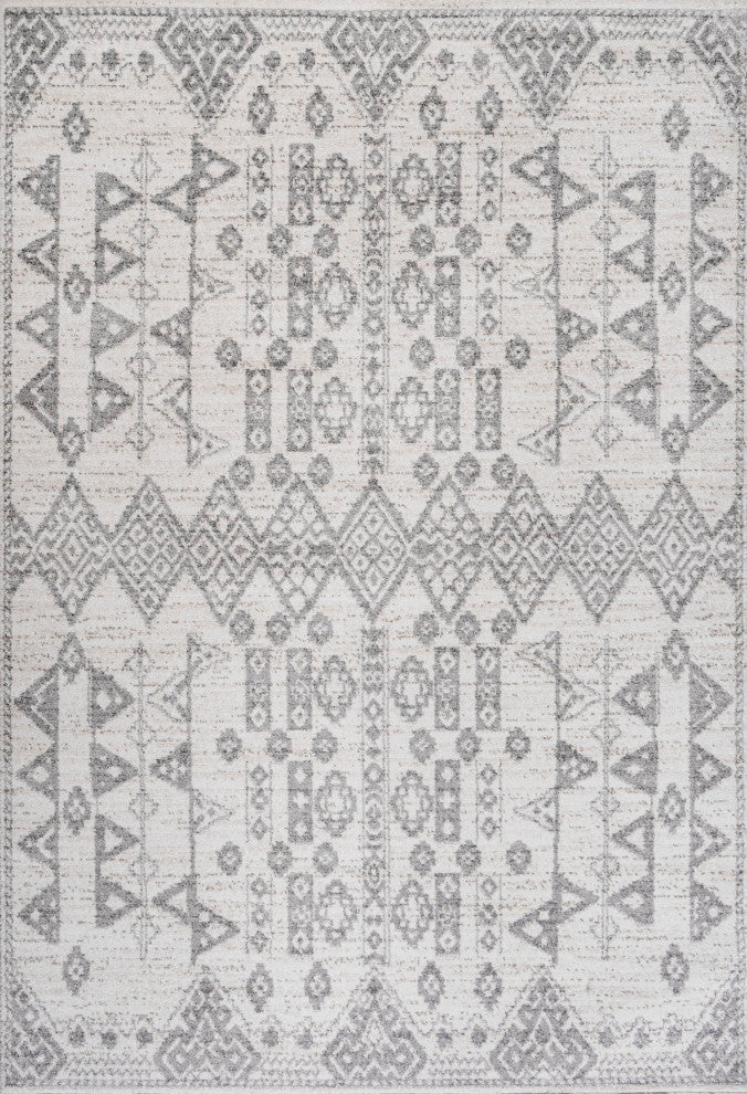 Idris Tribal Diamond Geometric Gray/Beige 3 ft. x 5 ft. Area Rug