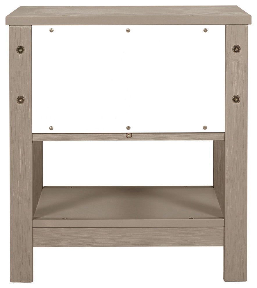 1-Drawer Wood Nightstand with Open Shelf (Set of 2) , Light Brown, 19'' X 16''