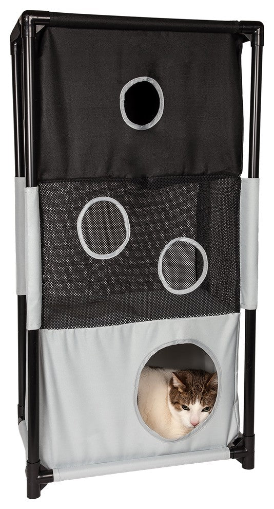 Obstacle Soft, Sturdy Play-Active Collapsible Cat House, Black/White