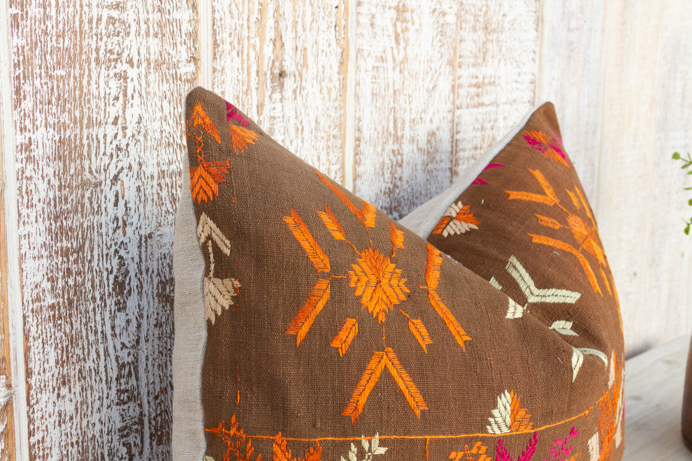 Chavi Antique Indian Folk Lumbar Pillow