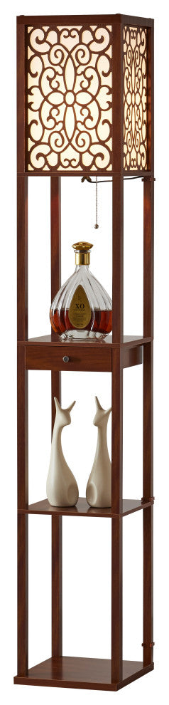 Etagere Shelf Floor lamp, 63", Dark Walnut
