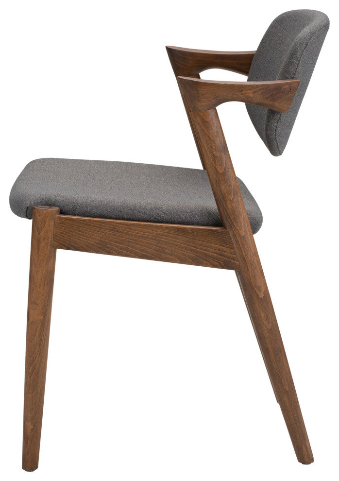 Kalli Dining Chair in Grey Upholstery and Walnut