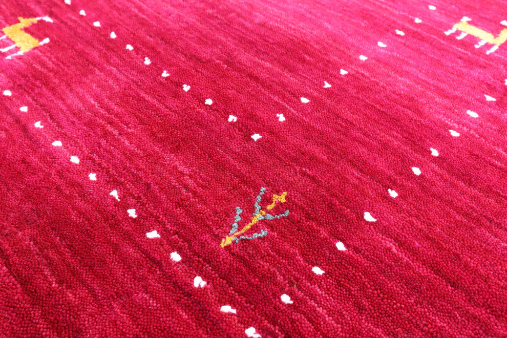 8' Square Persian Gabbeh Handmade Wool Rug - Q15222