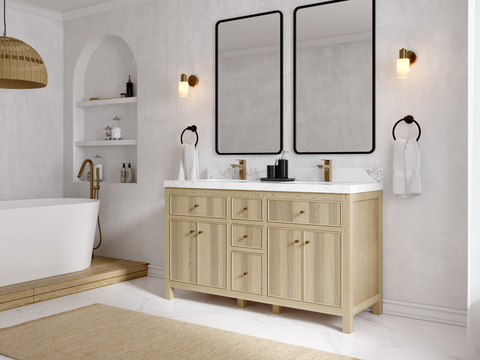 Sonoma Oak 60 Double Bathroom Vanity with 2" Empira White Quartz