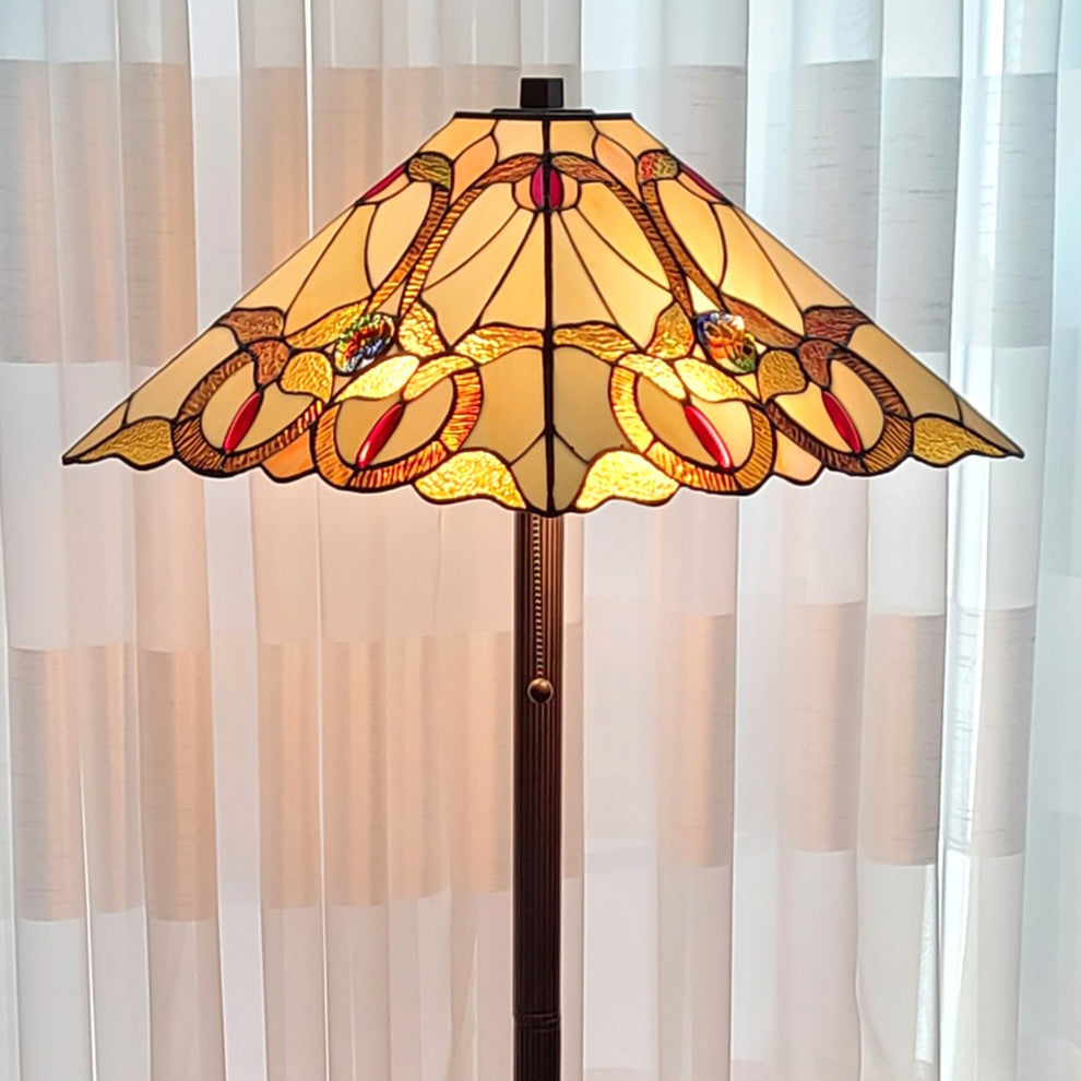 Tiffany Style 2 Light Journey Floor Lamp, 63" Tall