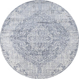 Modern Persian Medallion Gray/Ivory 5' Round Area Rug