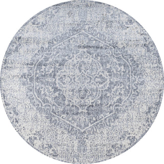 Modern Persian Medallion Gray/Ivory 5' Round Area Rug
