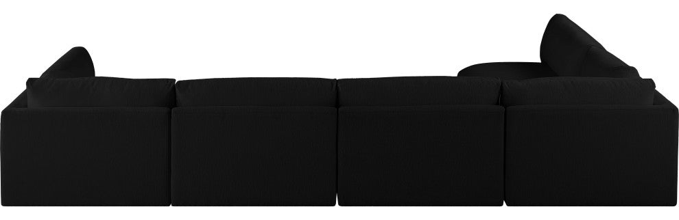 Ease Fabric Upholstered L-Shaped Modular Sectional, Black, 5 Piece: 2 Corner, 3 Armless