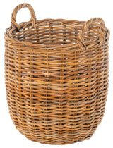 Lacak Round Rattan Decorative Storage Basket With Handles, Small