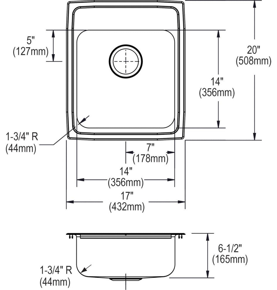 LRAD172065OS4 Lustertone Classic Stainless Steel 17" x 20" Drop-in ADA Sink