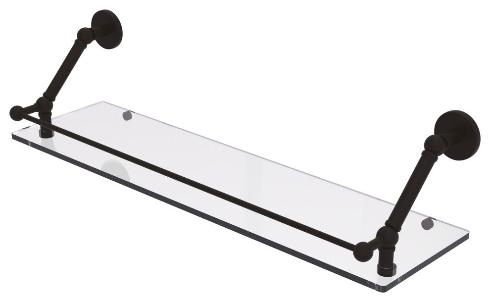Prestige Skyline 30" Floating Glass Shelf with Gallery Rail, Oil Rubbed Bronze