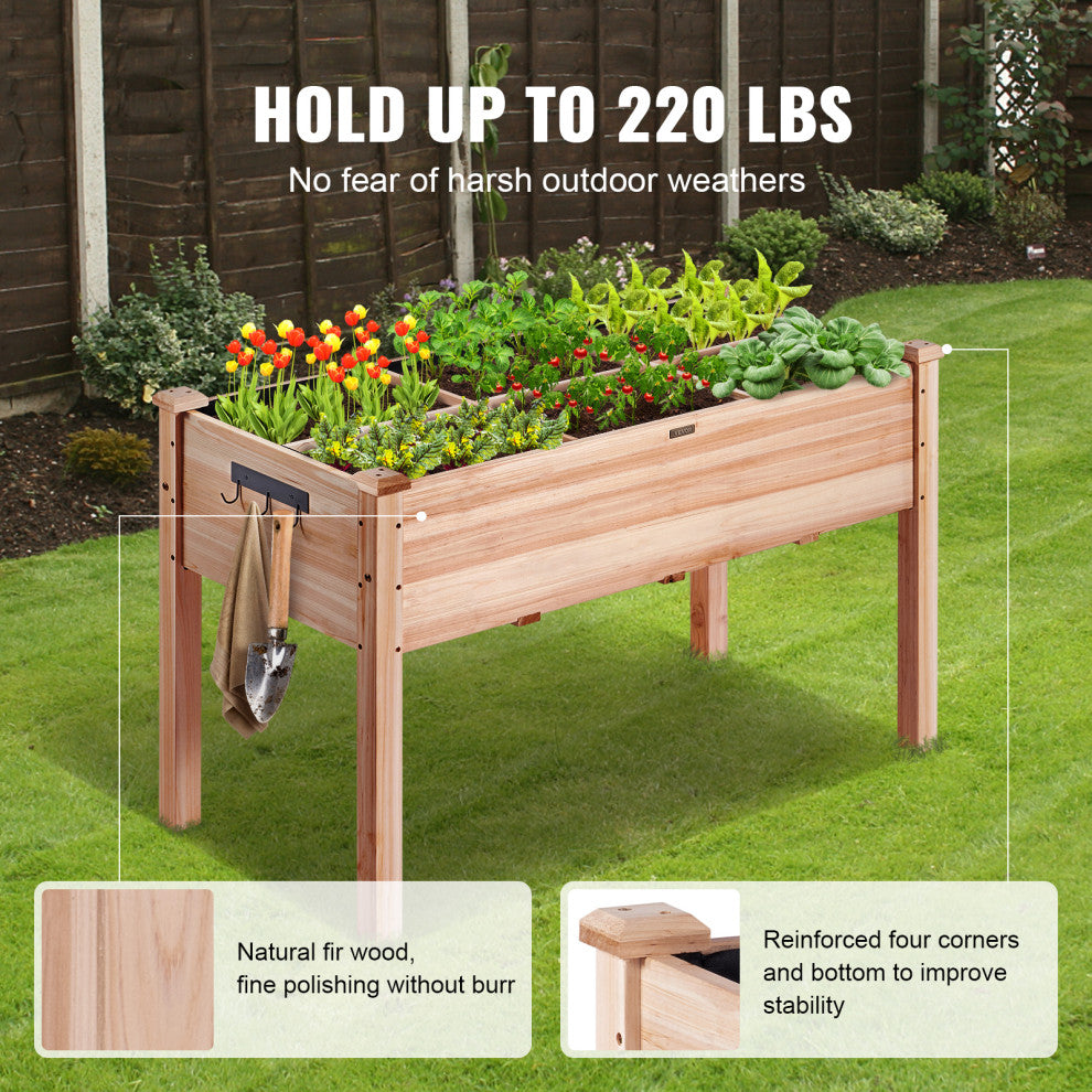 Wooden Raised Vegetable Garden Bed Elevated Planter Kit Grow Gardening